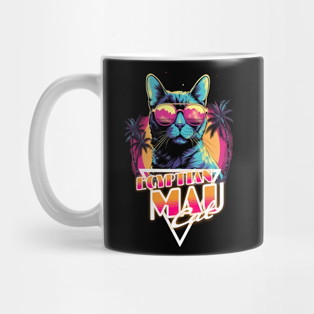 Retro Wave Egyptian Mau Cat Miami Shirt by Miami Neon Designs